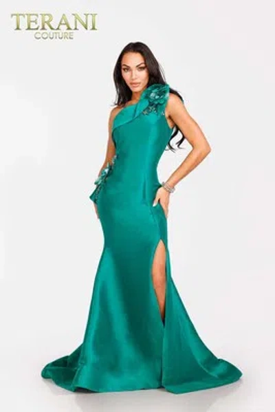 Pre-owned Terani Couture 2011e2427 Evening Dress Lowest Price Guarantee Authentic In Taupe Ivory