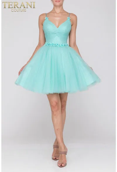 Terani Couture 2011p1024 Spaghetti Strap Short Dress In Blue