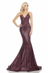 Terani Couture 2011p1032 Long Metallic Formal Prom Dress In Burgundy