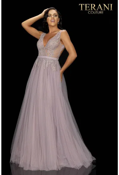 Terani Couture 2011p1109 Long Formal Prom Gown In Brown