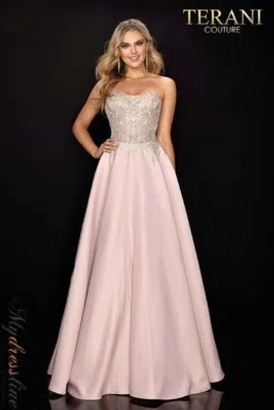 Pre-owned Terani Couture 2011p1197 Evening Dress Lowest Price Guarantee Authentic In Blush Ivory