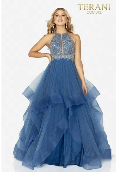 Terani Couture 2011p1217 Promlter Long Ball Gown In Blue