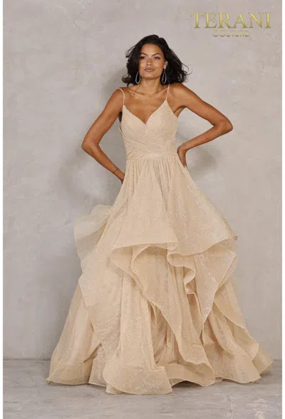 Terani Couture 2011p1218 Prom Long Formal Dress In Brown