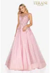 Terani Couture 2012p1411 Prom Long Beaded Applique A Line Formal Dress In Pink