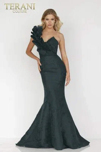 Pre-owned Terani Couture 2021e2795 Evening Dress Lowest Price Guarantee Authentic In Forrest