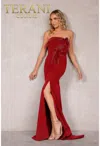 Terani Couture 2021e2818 Long Formal Prom Beaded Fitted Dress In Red