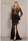 Terani Couture 2021e2878 Long Sleeve Formal Evening Dress In Black