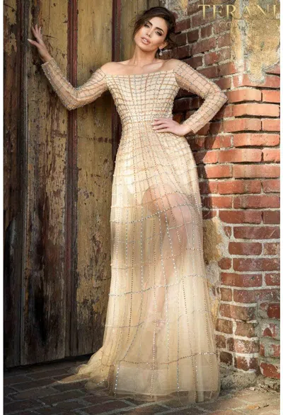 Terani Couture 2021gl3159 Formal Evening Long Gown In Neutral