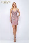 Terani Couture 2021h3351 Short Formal Cocktail Dress In Pink