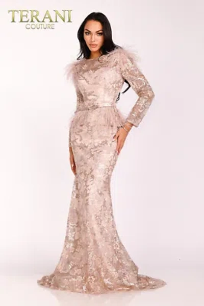Pre-owned Terani Couture 2027e2933 Evening Dress Lowest Price Guarantee Authentic In Dusty Rose