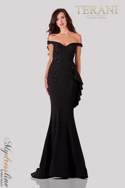 Pre-owned Terani Couture 2111e4732 Evening Dress Lowest Price Guarantee Authentic In Black