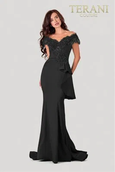 Pre-owned Terani Couture 2111m5255 Evening Dress Lowest Price Guarantee Authentic In Emerald
