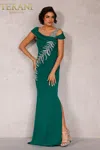 Terani Couture 2111m5289 Sleek Long Mother Of The Bride Dress In Green