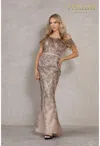 Terani Couture 2111m5301 Long Formal Evening Dress In Brown