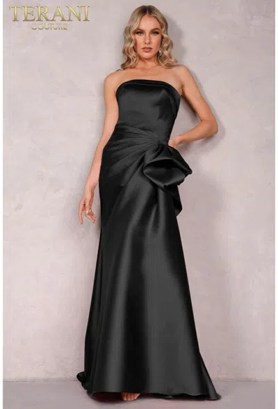 Terani Couture 2111p4019 Prom Long Strapless Dress In Black