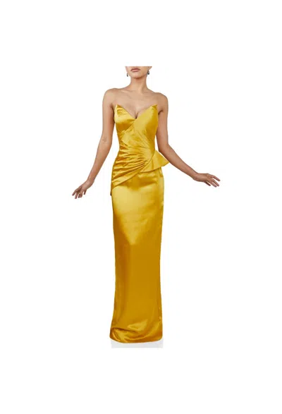 Terani Couture 2111p4066 Strapless Long Prom Dress In Yellow