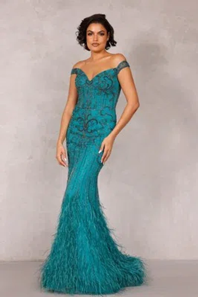 Pre-owned Terani Couture 2214gl0113 Evening Dress Lowest Price Guarantee Authentic In Blush