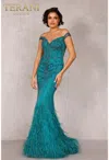 Terani Couture 2214gl0113 Long Fitted Formal Prom Beaded Dress In Green