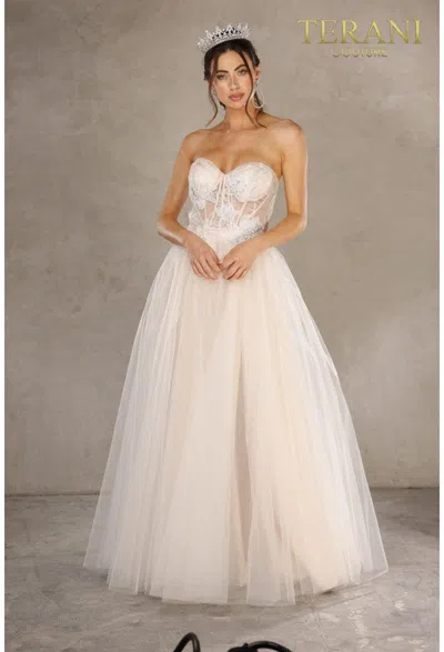 Terani Couture 2215p0005 Strapless Long Prom Dress In White