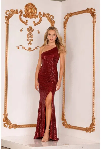 Terani Couture 2215p0021 One Shoulder Long Dress In Red