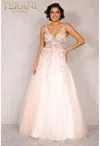 Terani Couture 2215p0033 Long A Line Formal Prom Floral Beaded Dress In Pink