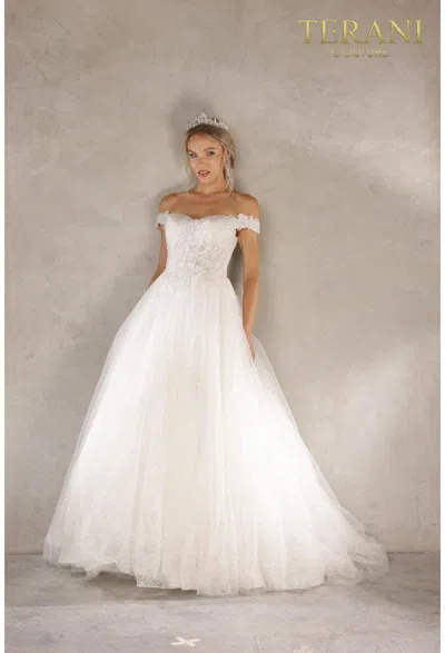 Terani Couture 2215p0034 Off Shoulder Wedding Dress In White
