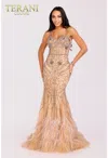 Terani Couture 2221gl0415 Fitted Formal Prom Long Beaded Dress In Animal Print