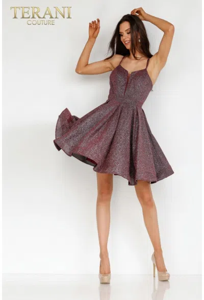 Terani Couture 2225h0457 Homecoming Short Cocktail Prom Glitter Dress In Multi