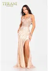 Terani Couture 231e0516 Long Sequin Prom Formal Fitted Dress In Gold