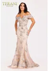 Terani Couture 231gl0416 Long Beaded Prom Formal Mermaid Dress In Neutral
