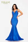 Terani Couture 231p0042 Prom Long Formal Fitted Dress In Blue