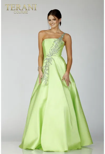 Terani Couture 231p0175 Long Formal Prom Beaded A Line Dress In Green