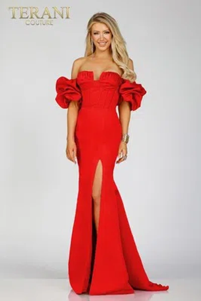 Pre-owned Terani Couture 231p0181 Evening Dress Lowest Price Guarantee Authentic In Citrine