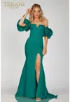 Terani Couture 231p0181 Long Ruffle Formal Prom Dress In Green