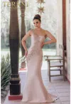 Terani Couture 232e1231 Long Beaded Formal Prom Mermaid Dress In Pink