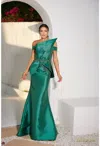 Terani Couture 232e1241 Long Mermaid Formal Prom Overskirt Dress In Green