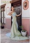 Terani Couture 232e1276 Long Formal Prom Two Tone Dress In Green