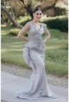Terani Couture 232e1297 Long Formal Prom Ruffle Mermaid Dress In Gray