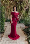 Terani Couture 232m1561 Long Formal Prom Beaded Mermaid Dress In Red