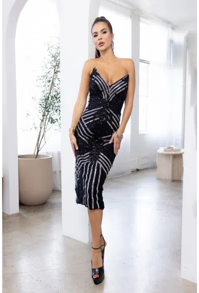 Terani Couture 241c2301 Short Fitted Cocktail Dress In Black