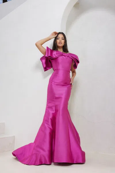 Terani Couture 241e2407 Long Trumpet Evening Dress In Pink