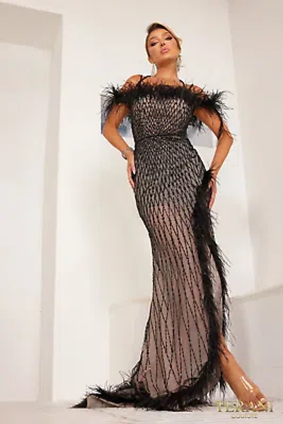 Pre-owned Terani Couture 241e2449 Evening Dress Lowest Price Guarantee Authentic In Black Nude