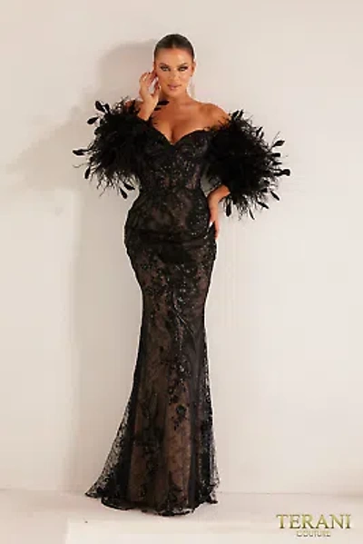 Pre-owned Terani Couture 241e2479 Evening Dress Lowest Price Guarantee Authentic In Black Nude