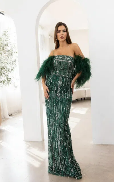 Terani Couture 241gl2603 Beaded Long Formal Evening Dress In Green