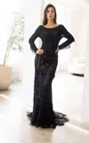 Terani Couture 241gl2610 Long Sleeve Formal Evening Dress In Black