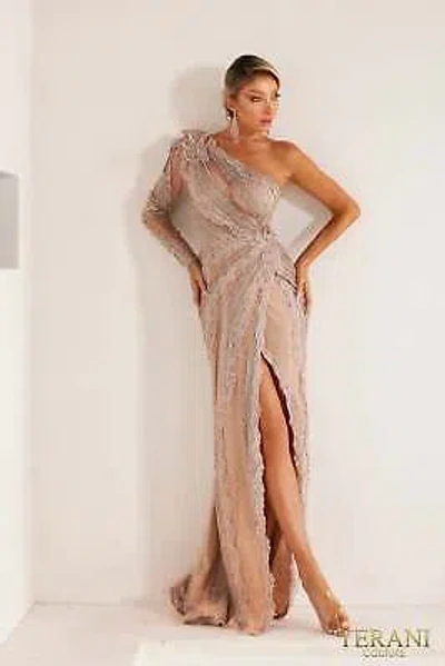 Pre-owned Terani Couture 241gl2653 Evening Dress Lowest Price Guarantee Authentic In Blush