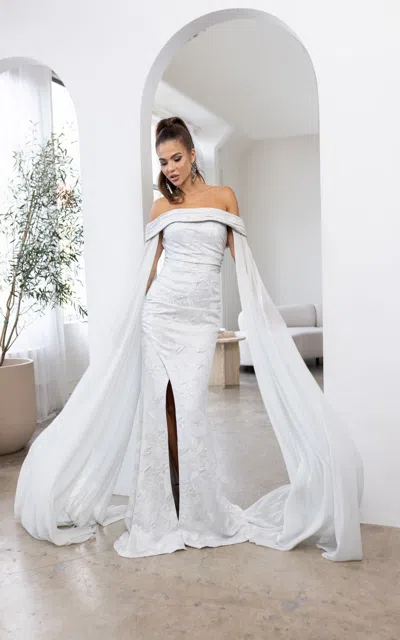 Terani Couture 241m2721 Cape Evening Long Mother Of The Bride Dress In White