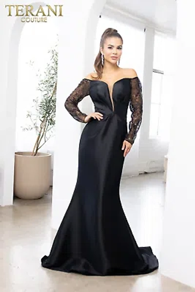 Pre-owned Terani Couture 241m2734 Evening Dress Lowest Price Guarantee Authentic In Black Nude