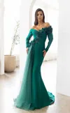 Terani Couture 241m2759 Long Formal Fitted Evening Dress In Green
