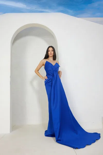 Terani Couture 241p2008 Long Formal Dress In Blue